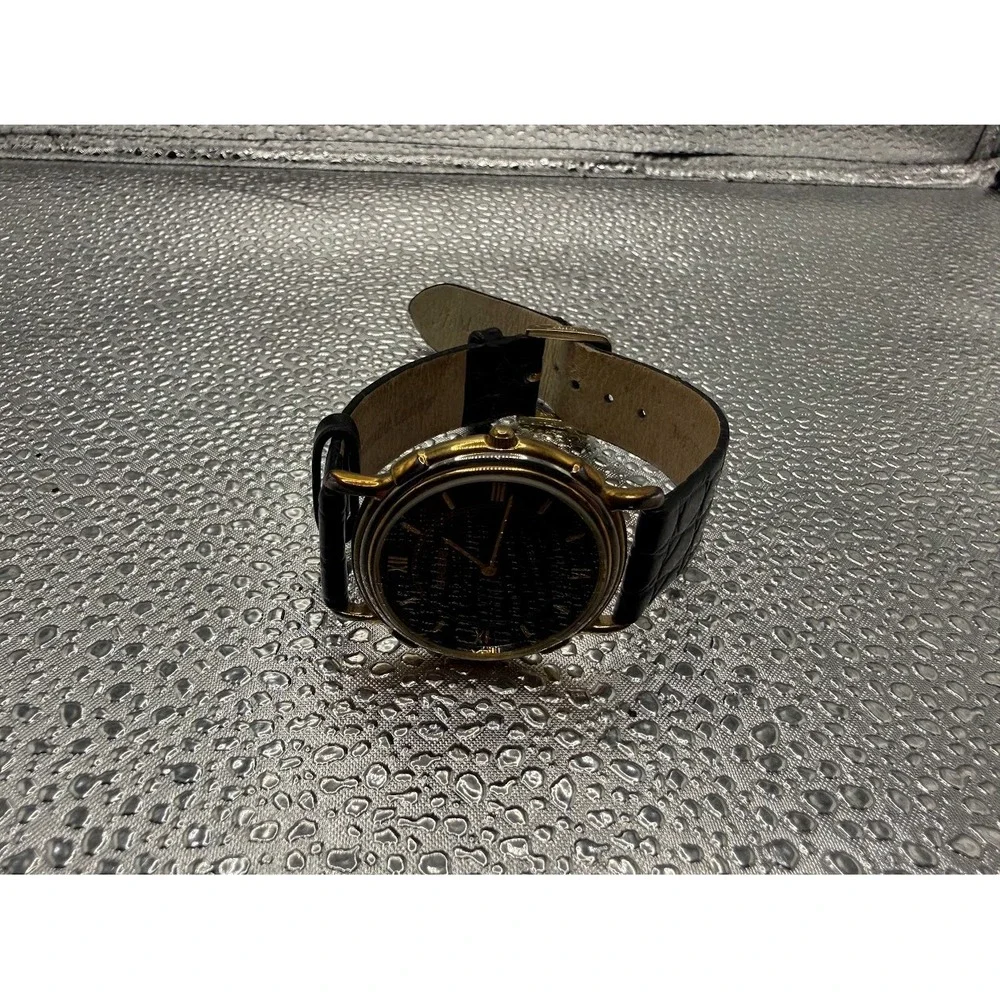 Speidel Gold Tone Black Dial Roman Numeral‎ Quartz Dress Watch Mens Womens